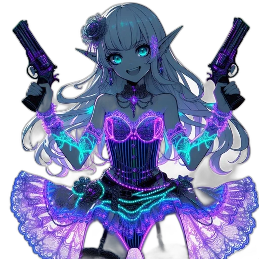weapon, dress, robot, staff transparent PNG cut-out
