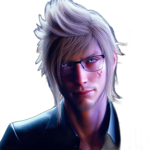 hair, face, jacket, staff transparent PNG cut-out