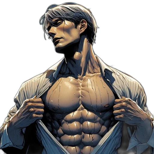 comic book art, concept art, pixel art, muscular transparent PNG cut-out