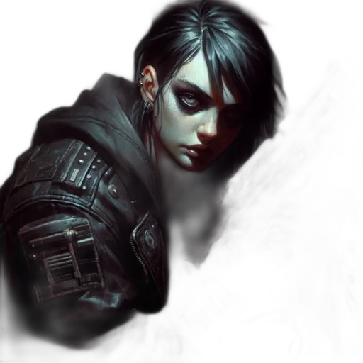 jacket, face, weapon, cyberpunk transparent PNG cut-out