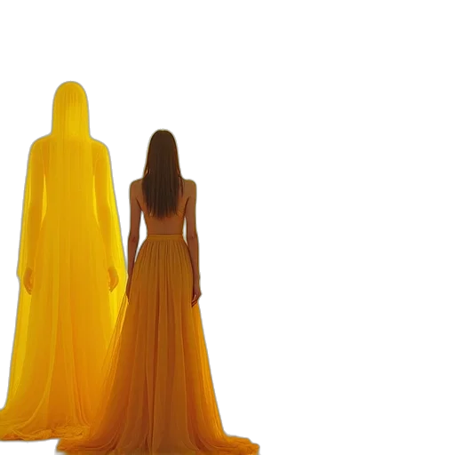 dress, concept art, 3d render, golden transparent PNG cut-out