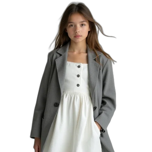 dress, jacket, monochrome, young transparent PNG cut-out