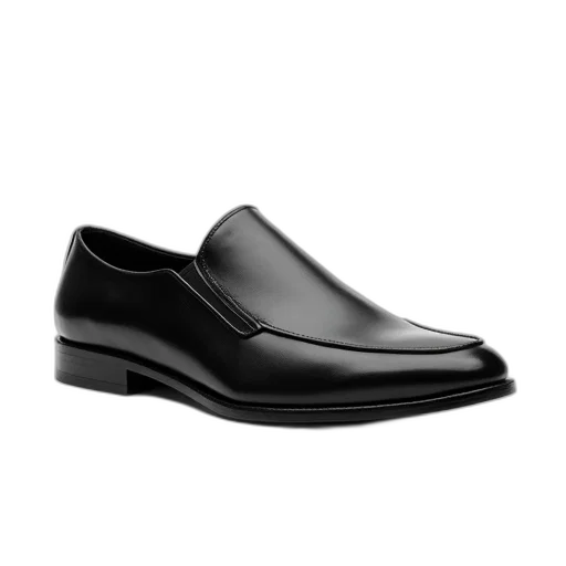 shoes, photorealistic, black, leather transparent PNG cut-out