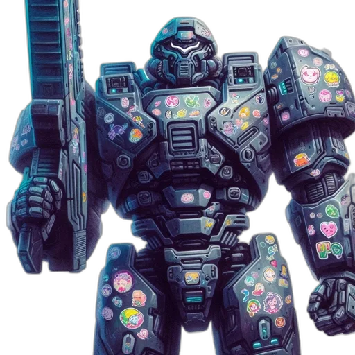 robot, weapon, concept art, watercolor transparent PNG cut-out