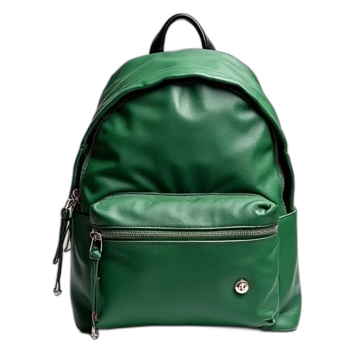 jacket, green, leather, backpack transparent PNG cut-out