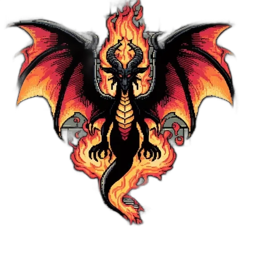 dragon, staff, pixel art, fantasy art transparent PNG cut-out
