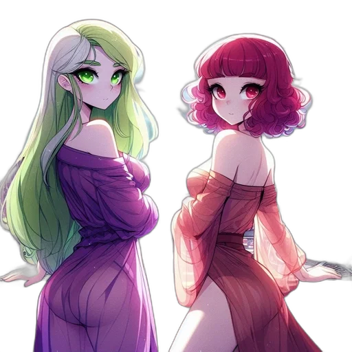 dress, concept art, anime, watercolor transparent PNG cut-out