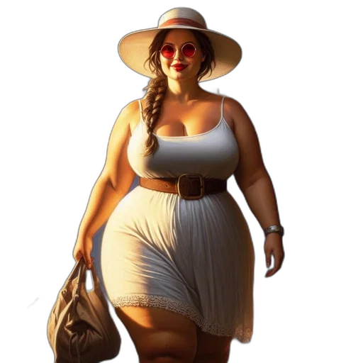 dress, hat, umbrella, staff transparent PNG cut-out