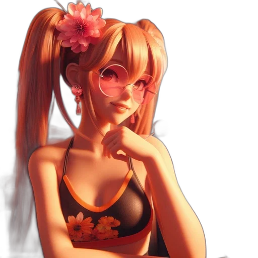 flower, dress, staff, anime transparent PNG cut-out