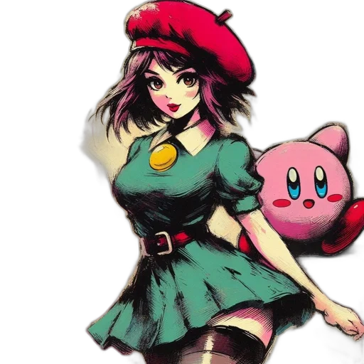 dress, hat, weapon, pixel art transparent PNG cut-out