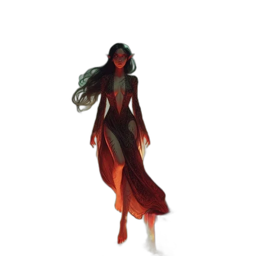 dress, creature, hair, concept art transparent PNG cut-out