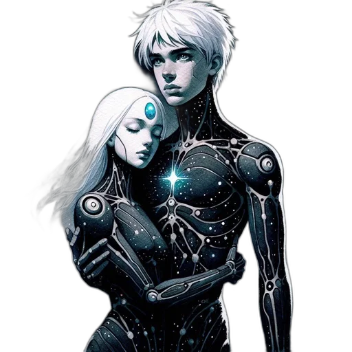 robot, comic book art, concept art, cyberpunk transparent PNG cut-out