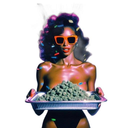 jewelry, food, vaporwave, neon transparent PNG cut-out