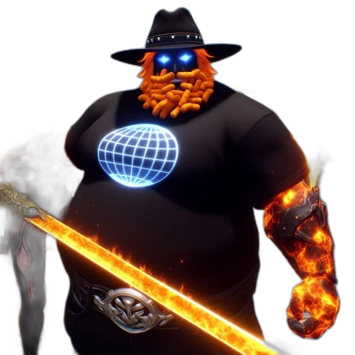 staff, hat, weapon, creature transparent PNG cut-out