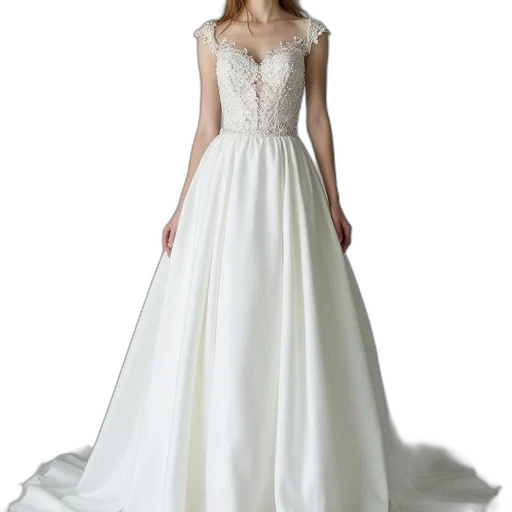 dress, white, fitted, bodice transparent PNG cut-out