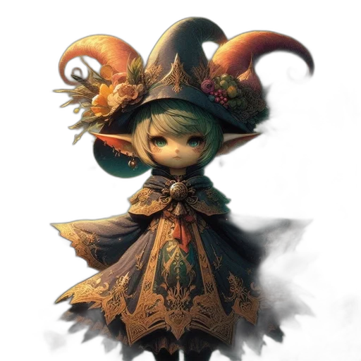 staff, hat, dress, mask transparent PNG cut-out