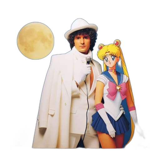 vaporwave, anime, outer space, two transparent PNG cut-out