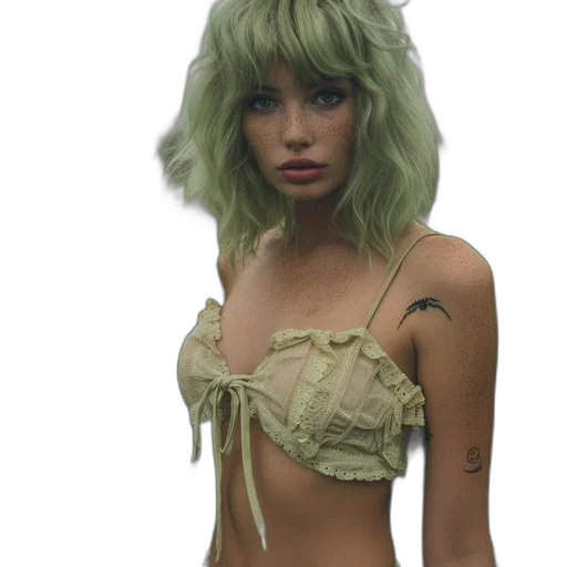 dress, hair, hat, photorealistic transparent PNG cut-out