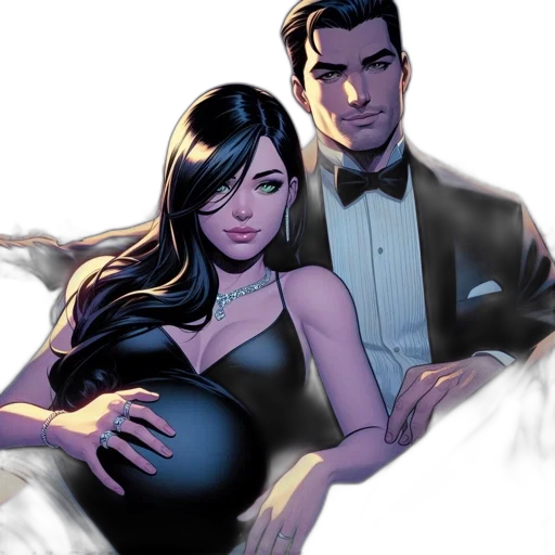 comic book art, concept art, expectant, couple transparent PNG cut-out