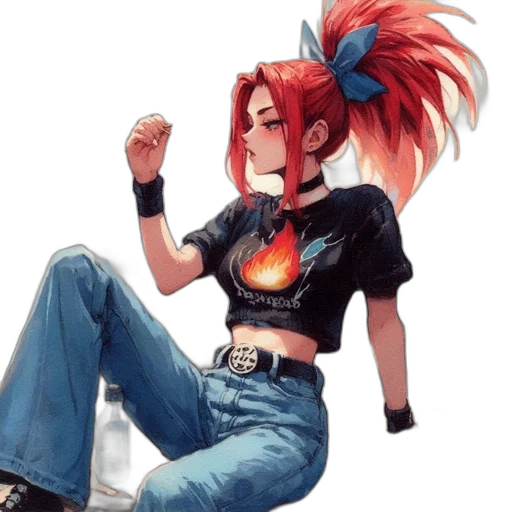 jacket, hair, staff, weapon transparent PNG cut-out