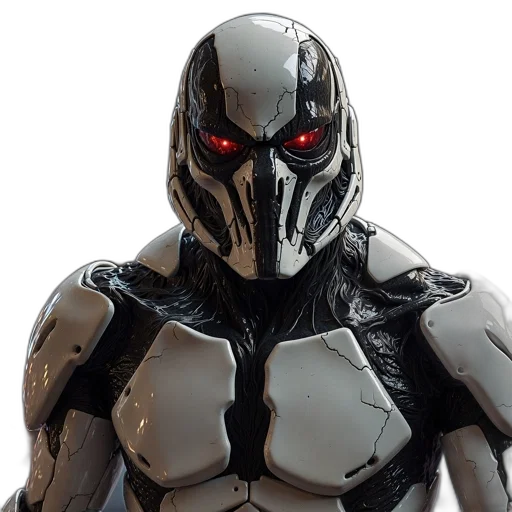 robot, mask, 3d render, concept art transparent PNG cut-out