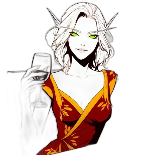 dress, staff, fantasy art, concept art transparent PNG cut-out
