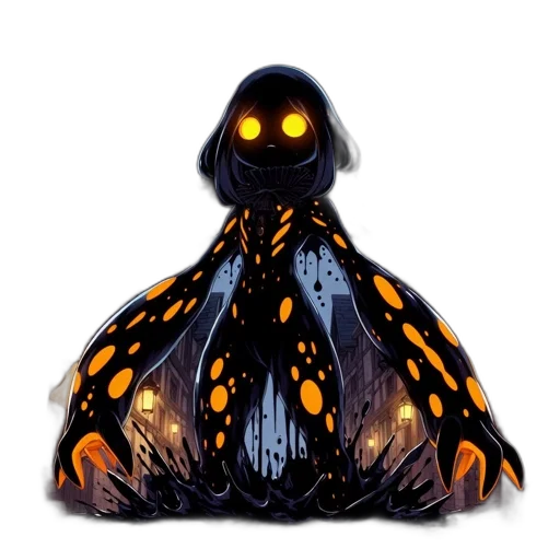 creature, mask, jacket, staff transparent PNG cut-out