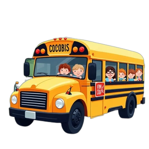 concept art, cartoon, 3d render, bus transparent PNG cut-out