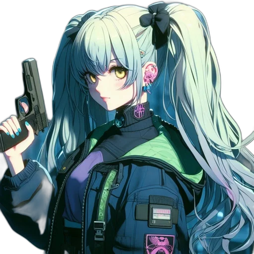 weapon, jacket, staff, cyberpunk transparent PNG cut-out