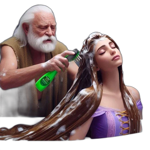 hair, photorealistic, concept art, vaporwave transparent PNG cut-out