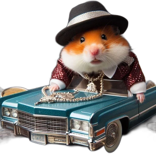 car, hat, 3d render, hamster transparent PNG cut-out