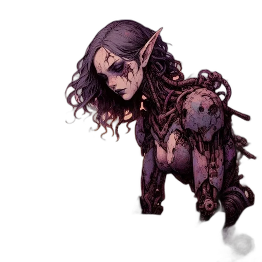 creature, staff, hair, mask transparent PNG cut-out