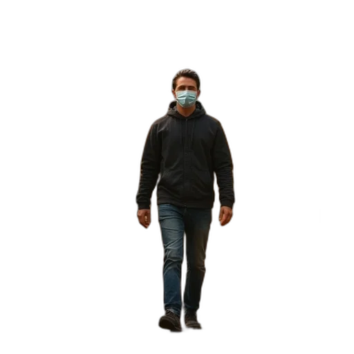 mask, jacket, 3d render, man transparent PNG cut-out