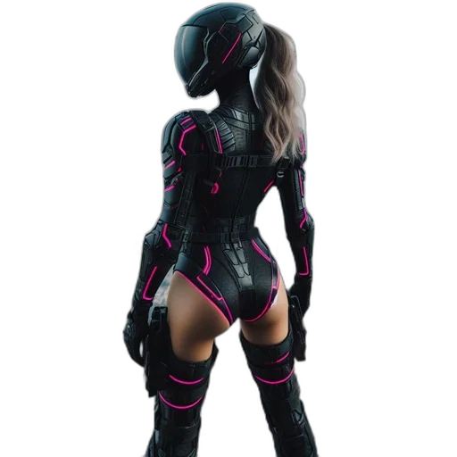 robot, jacket, mask, cyberpunk transparent PNG cut-out