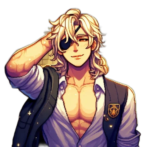 jacket, staff, pixel art, concept art transparent PNG cut-out
