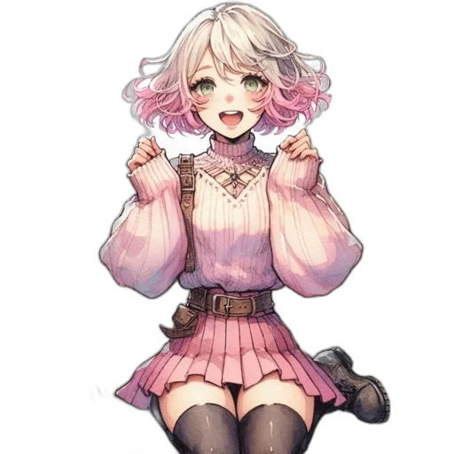 staff, dress, flower, creature transparent PNG cut-out