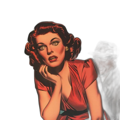 dress, jewelry, face, comic book art transparent PNG cut-out