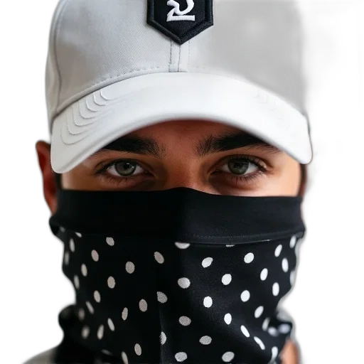 mask, face, hat, photorealistic transparent PNG cut-out