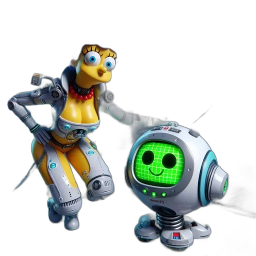 robot, 3d render, concept art, outer space transparent PNG cut-out