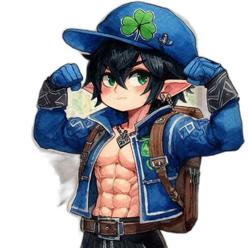 jacket, dragon, hat, weapon transparent PNG cut-out