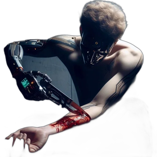 robot, weapon, cyberpunk, concept art transparent PNG cut-out
