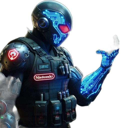 robot, weapon, concept art, cyberpunk transparent PNG cut-out