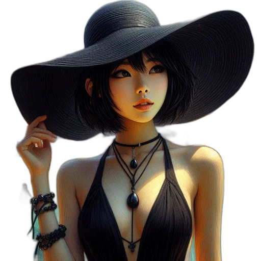 hat, jewelry, dress, staff transparent PNG cut-out