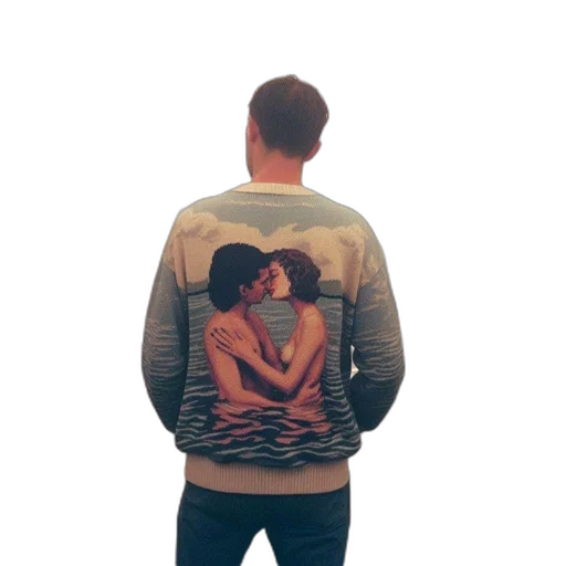 jacket, dress, vaporwave, 3d render transparent PNG cut-out
