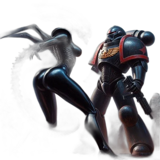 robot, weapon, concept art, 3d render transparent PNG cut-out