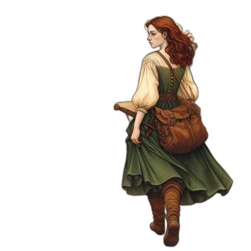 dress, staff, concept art, fantasy art transparent PNG cut-out