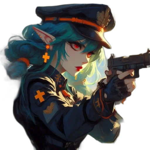 weapon, staff, hat, face transparent PNG cut-out