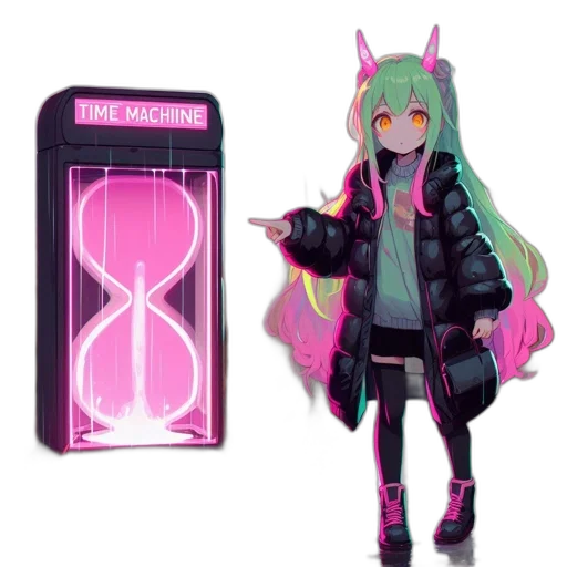 jacket, weapon, staff, cyberpunk transparent PNG cut-out