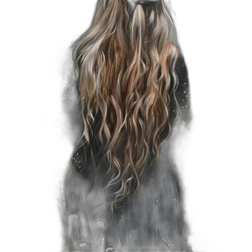 hair, dress, jacket, staff transparent PNG cut-out