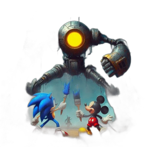 robot, weapon, staff, concept art transparent PNG cut-out